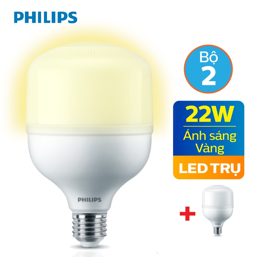 Bộ 2 Bóng đèn Philips LED TForce 22W HB E27- Ánh sáng trắng/ Ánh sáng vàng