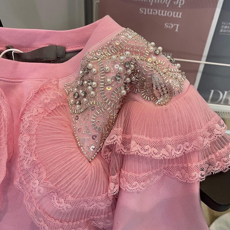 Áo nỉ hoodies hồng ngọt ngào