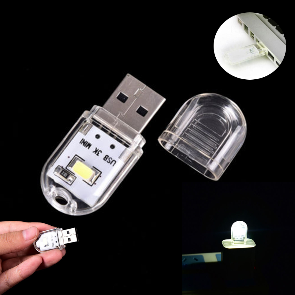 Đèn LED đọc sách đầu cắm USB vỏ nhựa trong suốt nhiều màu sắc tiện dụng