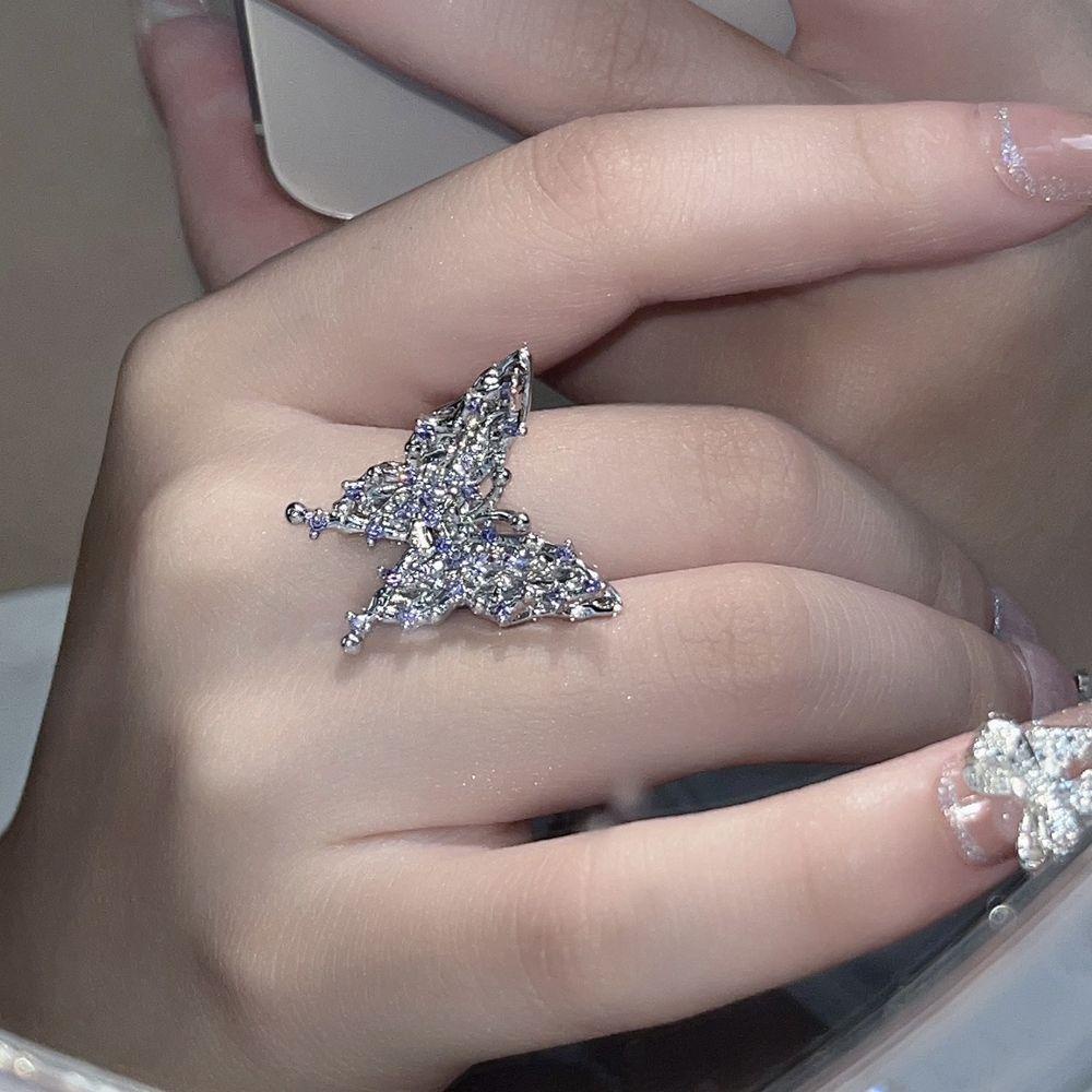 QQMALL Vòng Cổ Choker Y2K Mặt Hình Bướm Đính Đá Màu Tím Ngọt Ngào Thời Trang Phong Cách Hàn Quốc