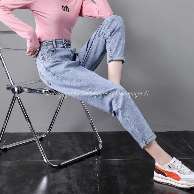 Quần jeans baggy 2 cúc lưng chun dễ mặc dễ phối đồ phong cách trẻ trung