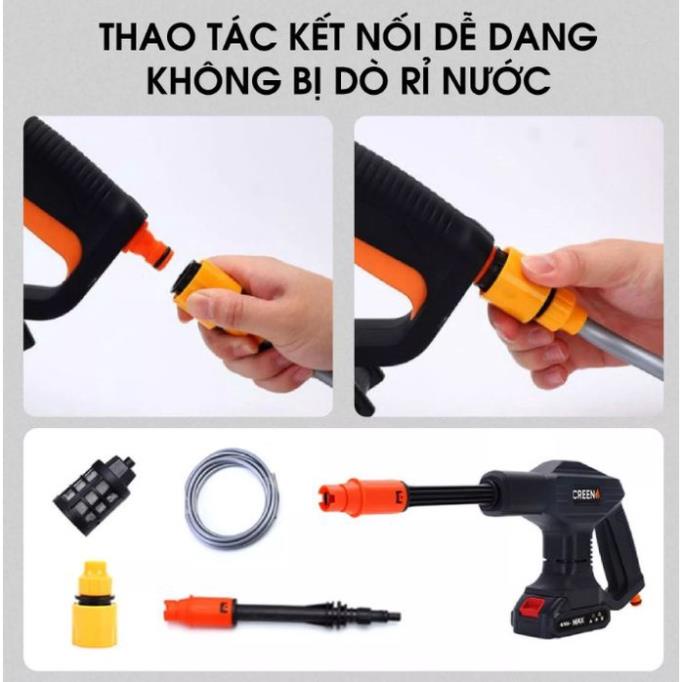 Máy Rửa Xe Không Dây, Súng Xịt Rửa Áp Lực Cao Pin 24, 48V Creen, Máy Rửa Xe Mini