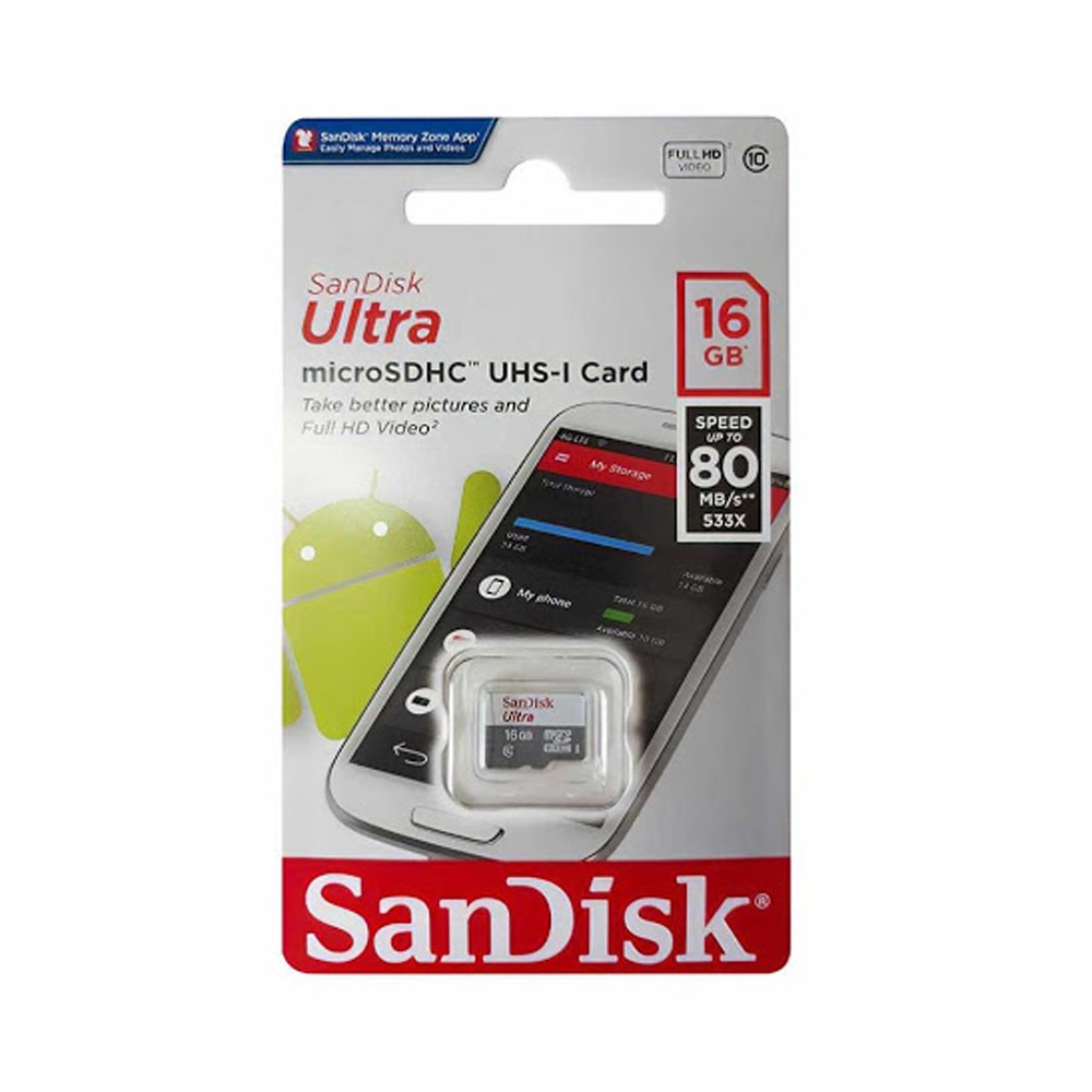 Thẻ nhớ Micro SDHC Sandisk 16GB (class 10) Ultra - Bảo hành 84 tháng | BigBuy360 - bigbuy360.vn