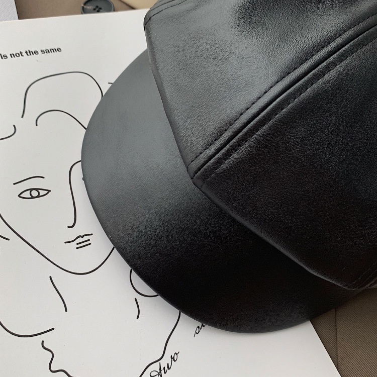 Mũ Beret Da PU Màu Trơn Phong Cách Hàn Quốc Thời Trang Cho Nữ