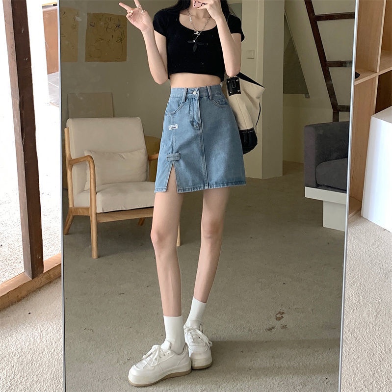 Chân Váy Denim Chữ a Lưng Cao Quyến Rũ Cho Nữ  tao bao