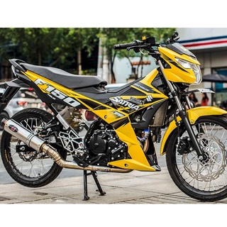 Tem Rời Suzuki Satria F150 Dán Xe Vàng Chữ Trắng