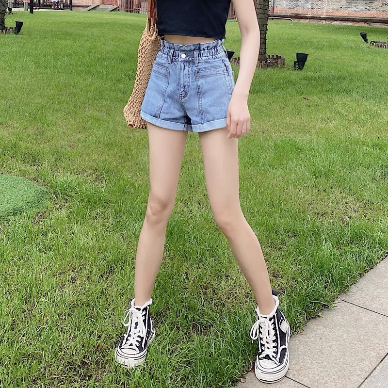 Quần short jean lưng thun dành cho BigSize Nữ lưng cao, co dãn mạnh, đang hot trend 3973 molijean