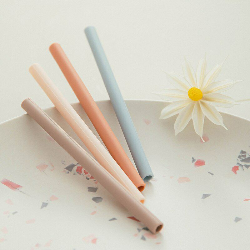 Ống hút silicone cho bé ăn dặm, phong cách Hàn Quốc nhẹ nhàng