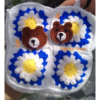 gấu baer, sticker, huy hiệu len handmade