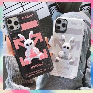 Ốp lưng da imd full dòng máy hình nổi rabbit off white