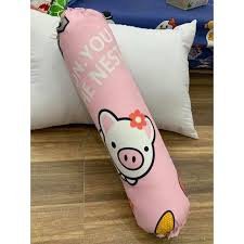 Vỏ gối ôm Cotton Poly 30x100cm có dây rút,được chọn mẫu trên bài,heo hồng nhí nhố