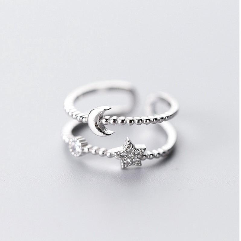 Nhẫn bạc 925 hình ngôi sao và mặt trăng cho nữ ANTA Jewelry ATJ3434