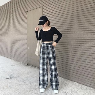[MADE BY HIIN] Quần cạp cúc kẻ caro