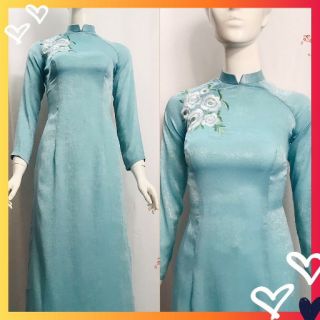 ÁO DÀI LỤA TUYẾT XANH DỊU MÁT( ÁO RIÊNG QUẦN RIÊNG)