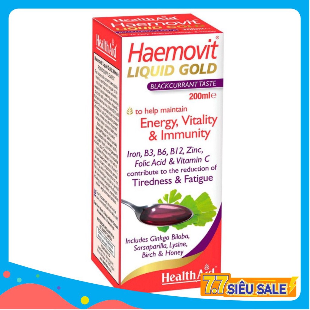 Siro Tăng Đề Kháng Healthaid Haemovit Liquid Gold 200ml