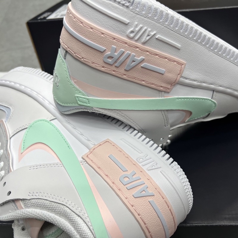 Giàynike af1 shadow: trắng atmospher mint/ sail signal blue green