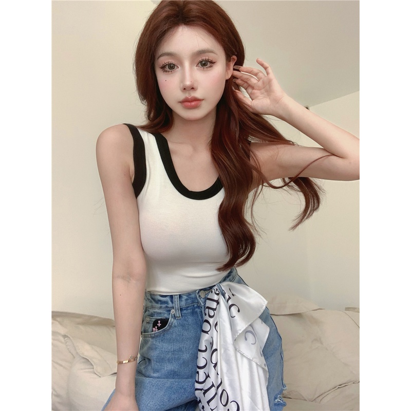 Cocory vn Áo Croptop Dệt Kim Dáng Ôm Co Giãn Thời Trang Mùa Hè Cho Nữ