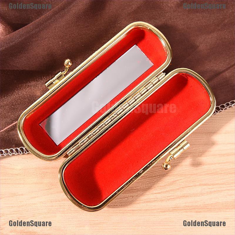 Hộp Đựng Son Môi Kẹp Sắt Có Gương Bên Trong &amp; Khóa Cài Thời Trang