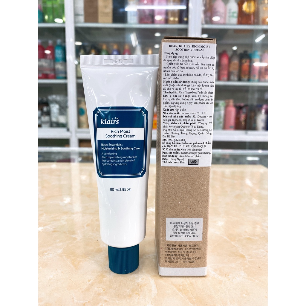 Kem Dưỡng Ẩm Chuyên Sâu Klairs Rich Moist Soothing Cream Hàn Quốc 80ml