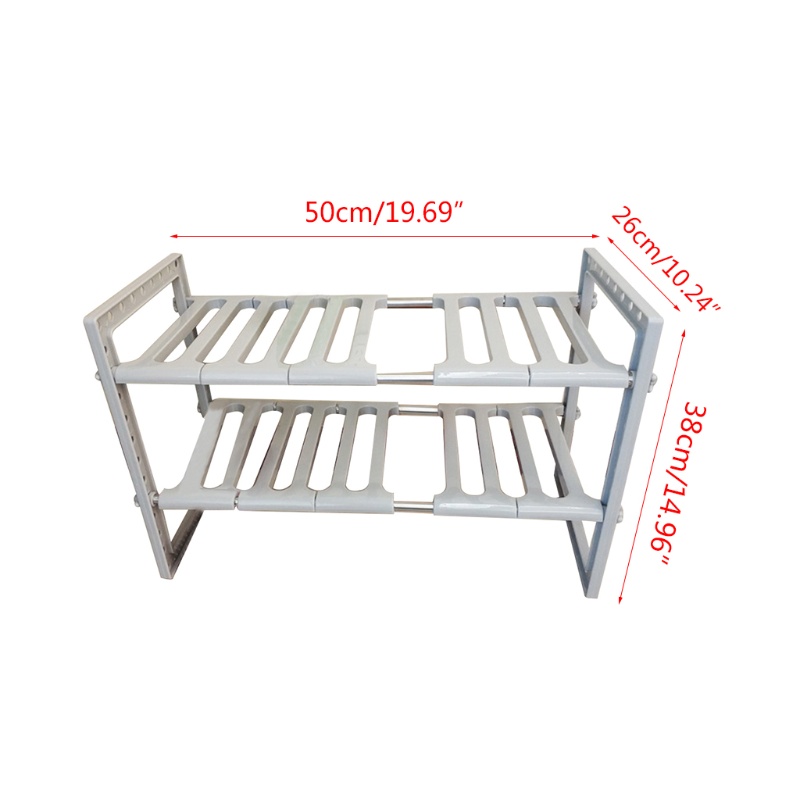 Kệ Đựng Đồ Hai Tầng Mở Rộng Có Thể Điều Chỉnh Cho Tủ Bếp