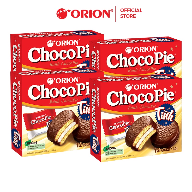 Combo 4 Hộp Bánh Orion ChocoPie Tình Vị Truyền Thống (396g x 4)