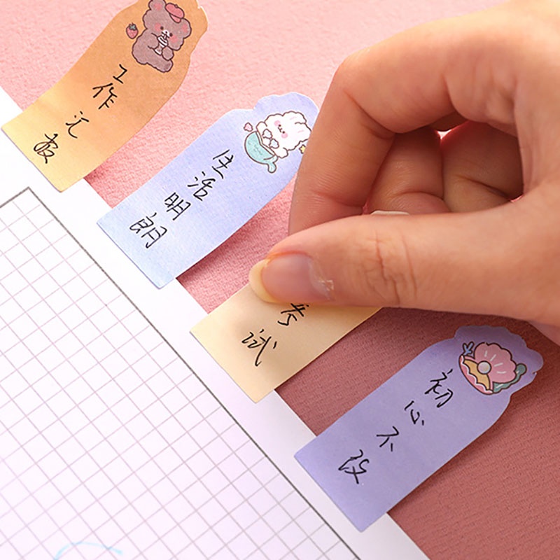 Set 80 Tờ Giấy Ghi Chú Họa Tiết Hoạt Hình Dễ Thương Cho Học Sinh