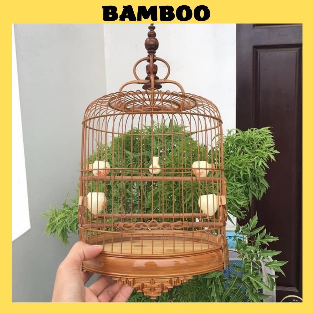 Lồng chim vành khuyên Bamboo lồng khuyên trúc form lùn đục chiện size 22x22 cao cấp