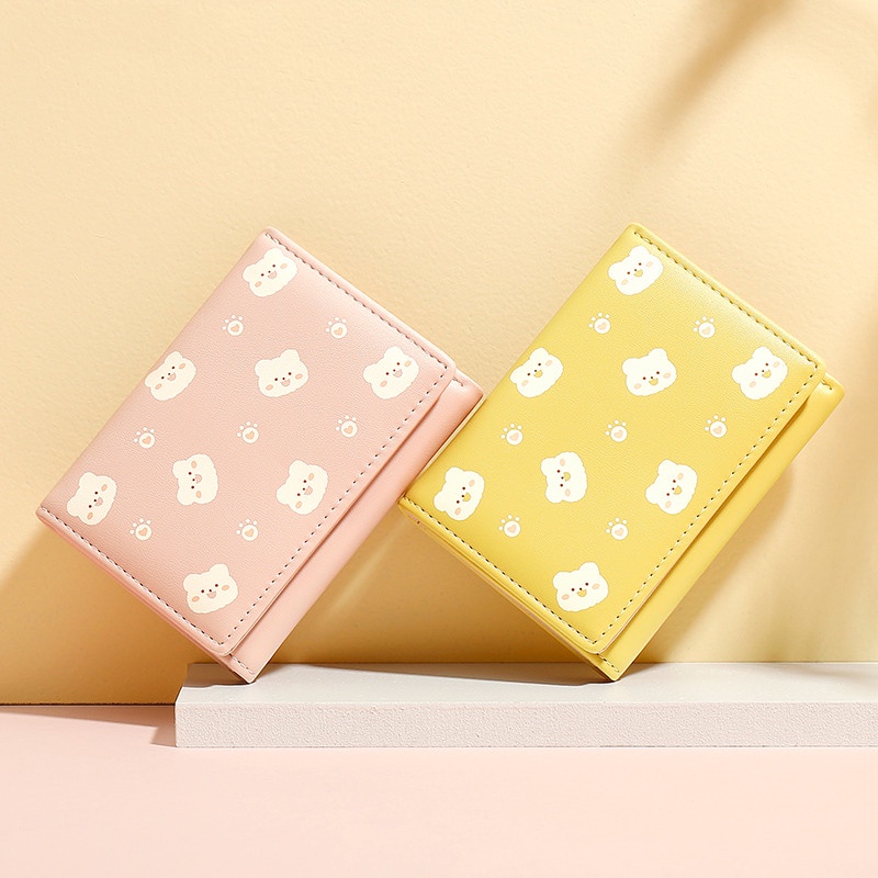 Ví ngắn đựng thẻ BAELLERRY sức chứa lớn thiết kế gập ba thời trang cho học sinh