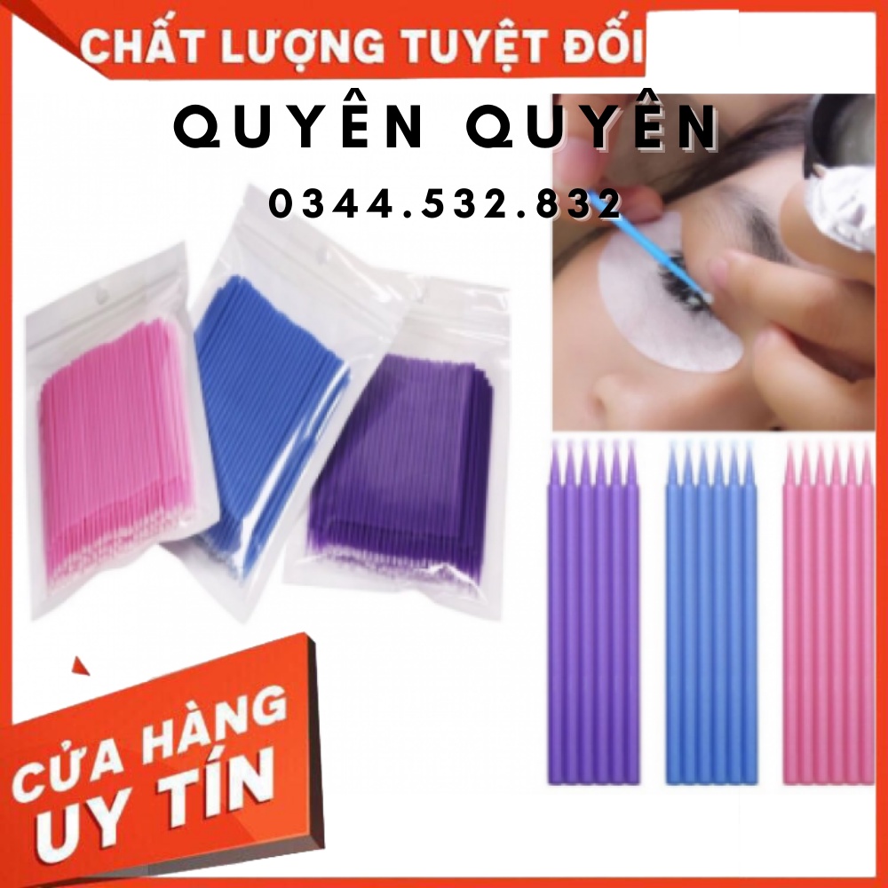 Tăm tháo mi dạng bịch 100 cây_dụng cụ mi_keo nối mi_mi khay_mi fan_dụng cụ mi_quyên quyên