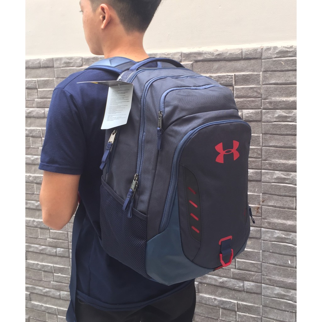 Balo Under Armour Storm Recruit màu xanh đen logo đỏ