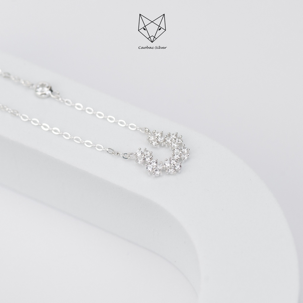 Dây Chuyền Bạc Ta CaoBac Jewellery Cho Nữ Đính Đá Hoạ Tiết Nửa Hàng Hoa