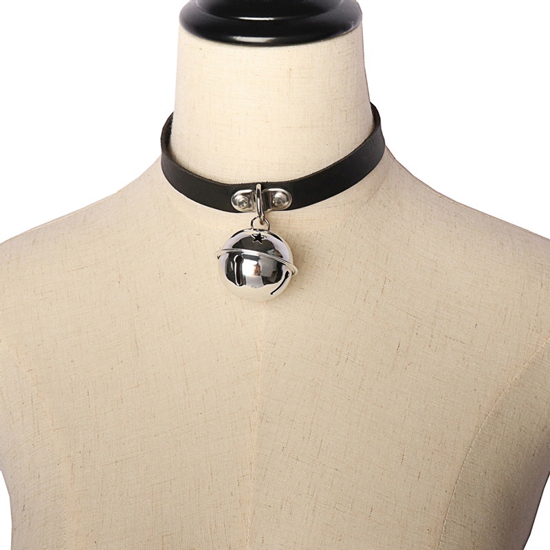 Vòng Cổ Choker Da Đính Chuông Lớn Phong Cách Gothic Punk Hóa Trang Cho Nữ