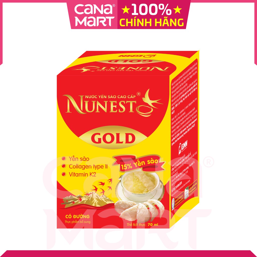 Nước yến sào cao cấp Nunest Gold bồi bổ sức khỏe (Hộp 6 lọ x 70ml])