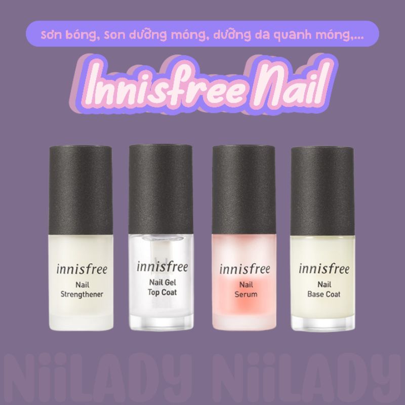 Sơn lót, sơn dưỡng móng Innisfree Nail Serum, Nail Base Coat, Nail Strengthener, Top Coat
