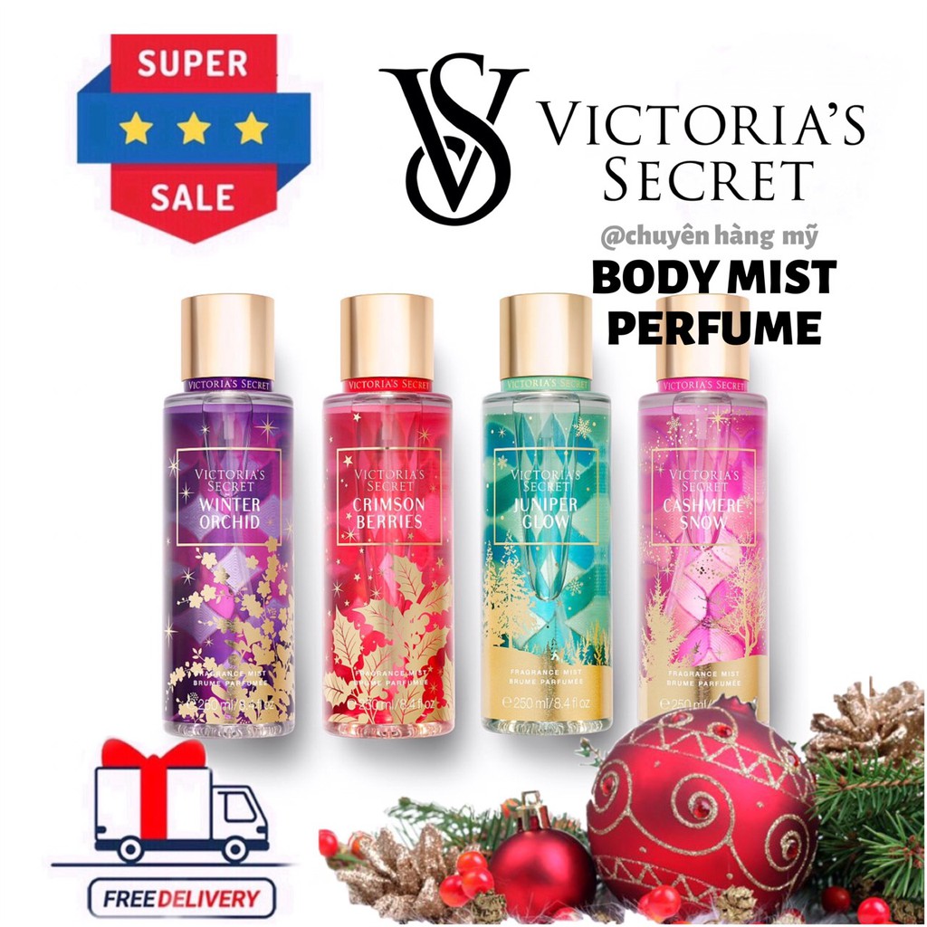 𝗕𝗢𝗗𝗬𝗠𝗜𝗦𝗧𝗣𝗘𝗥𝗙𝗨𝗠𝗘⚜️Xịt Thơm Body Victoria’s Secret Scents of Holiday New 2019 250ml
