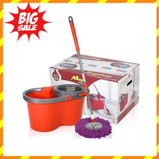 ( FREE SHIP ) BỘ CÂY LAU NHÀ XOAY 360 ĐỘ MEGAHOME X3 Xoay Tay (Lồng + Mâm Inox) , Bộ Lau Nhà 360 Độ