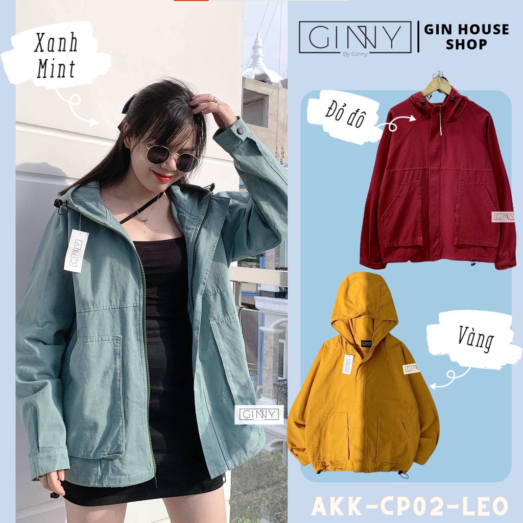 Áo Khoác Kaki LEO Nữ | Áo Chống Nắng Có Mũ | GinHouse Shop