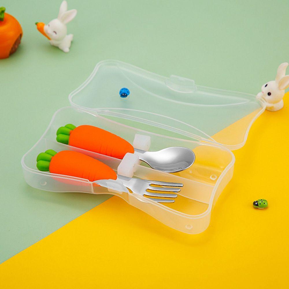 JARRED Bộ Muỗng Nĩa Bằng Thép Không Gỉ Tay Cầm Silicone Hình Củ Cà Rốt Cho Bé