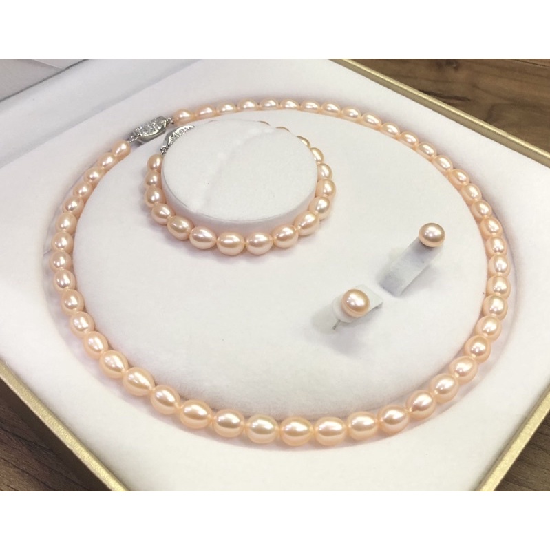 Bộ trang sức 3 món hạt gạo 8ly sáng 5A