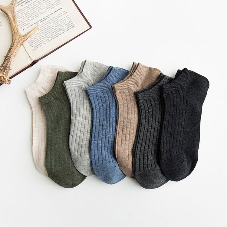 Tất nam cổ ngắn gân trơn nhiều màu chất liệu cotton thoáng mát chống hôi chân - T038