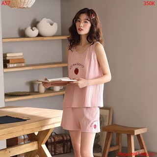 Bộ sát nách Dolami thun gân màu hồng - Micha A57