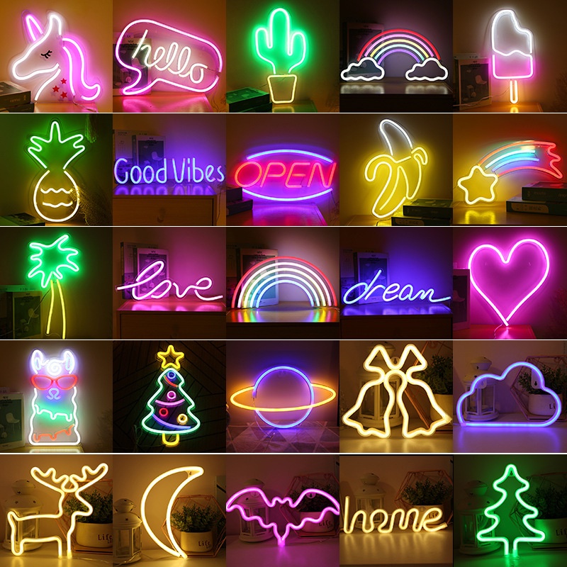 Đèn trang trí phòng ngủ NEON - Decor trang trí - Đèn Led - Dạng chữ và nhiều hình dạng sinh động