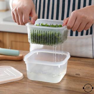 Hộp Nhựa Bảo Quản Thực Phẩm Trong Tủ Lạnh Có Nắp Lớp Lưới Giúp Ráo Nước

