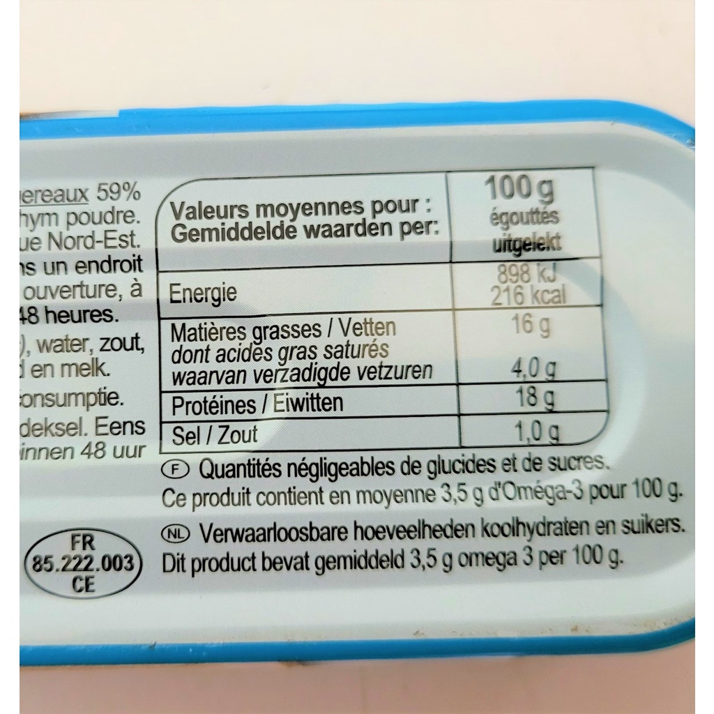 [Hộp 176g - XANH DƯƠNG] CÁ THU PHI LÊ [France] CARREFOUR Mackerel Fillet (atp)
