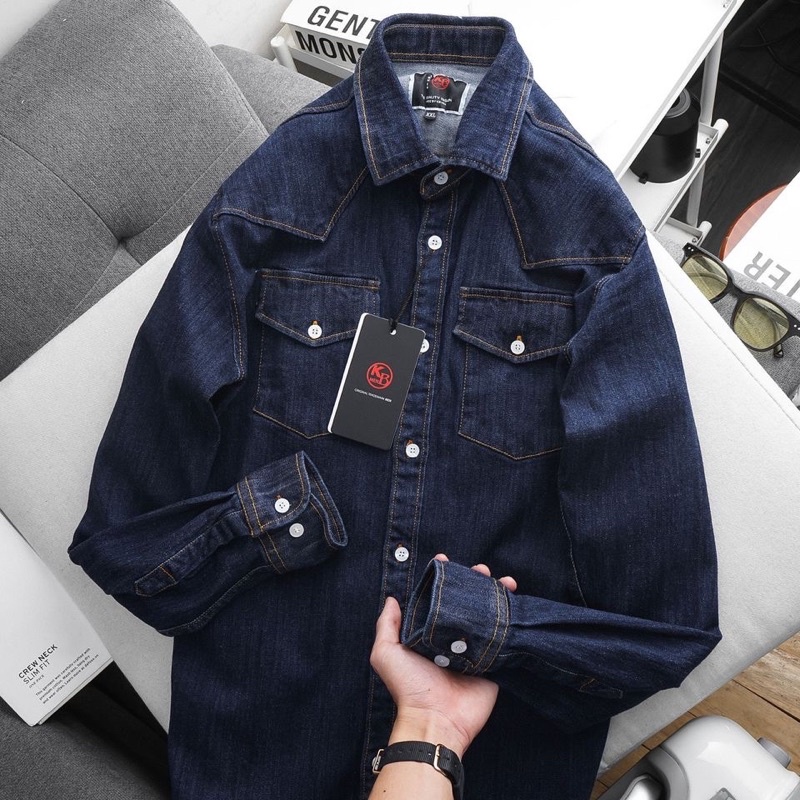 Áo Khoác Jean Denim co giãn hàng xuất dư chất co giãn xịn