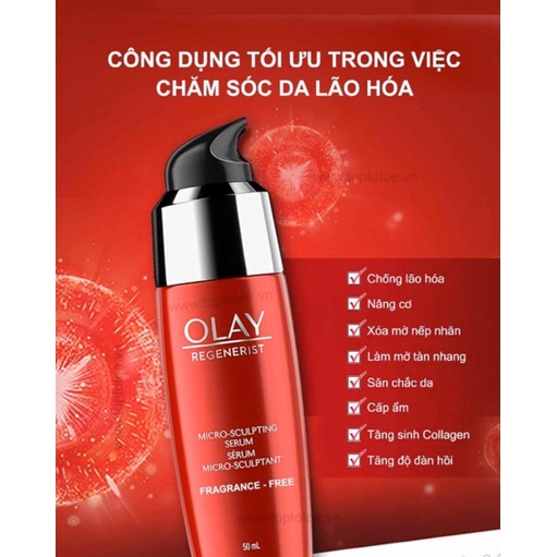 Serum Ordinary Dưỡng Da Chống Lão Hoá Olay Regenerist Micro Sculpting Serum 50ml - Serum Olay đỏ