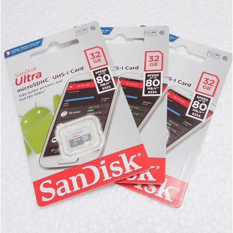 Thẻ nhớ SanDisk 32GB Ultra MicroSD -Chính hãng BH60T -Thích hợp lắp cho Cam Ezviz C6N C8C C4W IMOU A22EP C22EP H21W H21P