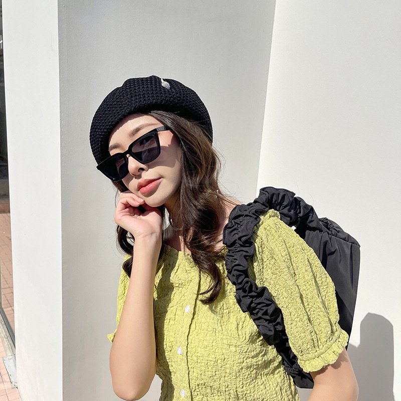Mũ Beret Vải Cotton Mỏng Thoáng Khí Đính Đá Màu Sắc Ngọt Ngào Thời Trang Mùa Hè Cho Nữ