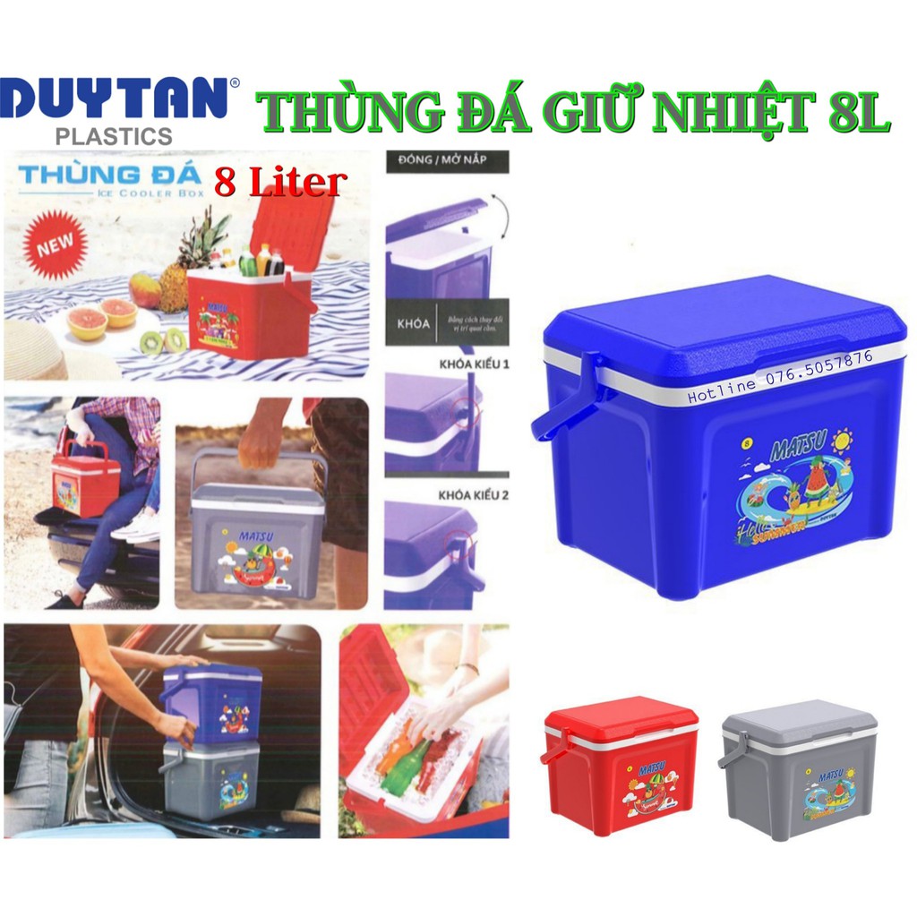 Thùng đá nhựa Duy Tân dung tích 8 Lít GIỮ NHIỆT 48H