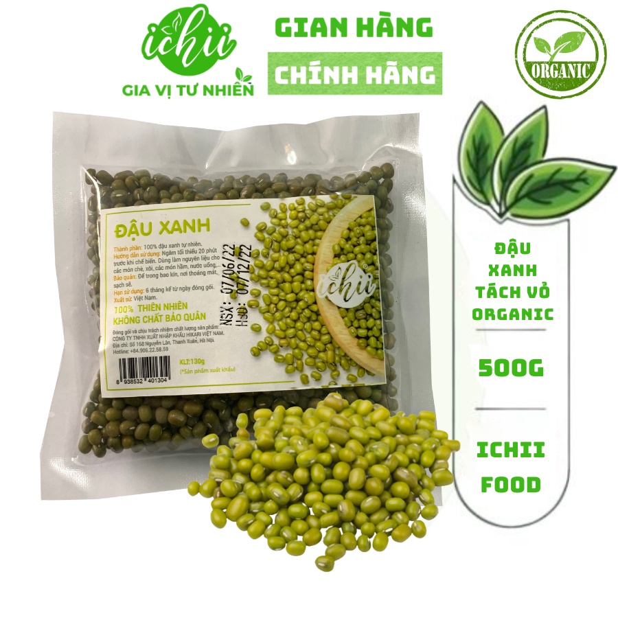 ĐẬU XANH NGUYÊN HẠT HỮU CƠ, ĐẬU XANH NGUYÊN HẠT ORGANIC ICHII gói 500g